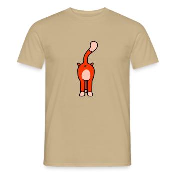 Stehende Lustige Katze von Hinten Rückseite Arsch - Männer T-Shirt - Sandbeige - Vorne - AI Model Male 178 light (178cm)