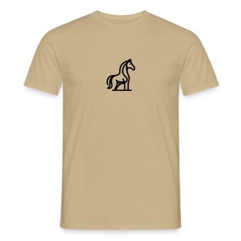 Minimalist Horse Line Art Design Black - Men's T-Shirt - sand beige - Front - AI Model Male 178 light (178cm)