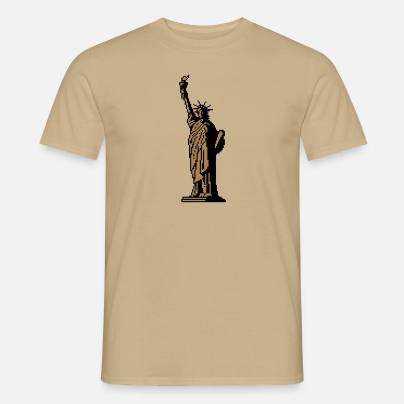 8bit Freiheitsstatue - Männer T-Shirt - Sandbeige