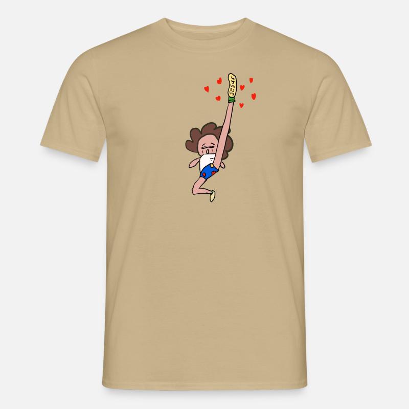 Oma mit High Kick - Männer T-Shirt - Sandbeige