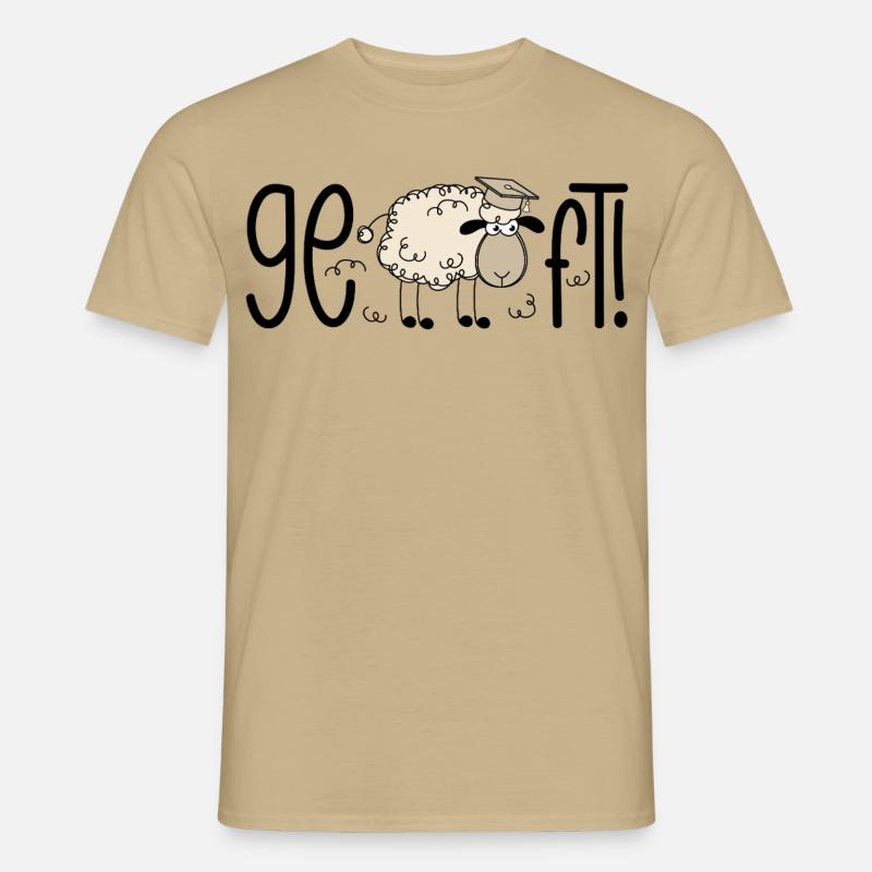Færdig! Funny Sheep Doctoral Hat dimissionsudgave 2026 - Mænd T-shirt - sandbeige