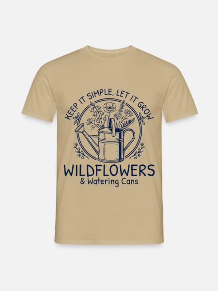 Hobbygärtnerin – Gießkanne mit Wildblumen Retro - Männer T-Shirt - Sandbeige