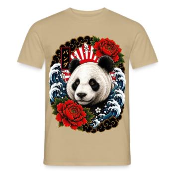 Panda im japanischen Irezumi Tattoo Stil - Männer T-Shirt - Sandbeige - Vorne - AI Model Male 178 light (178cm)