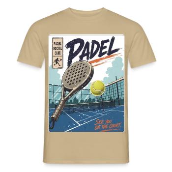 Joueurs de padel et court - T-shirt homme - beige sable - Devant - AI Model Male 178 light (178cm)