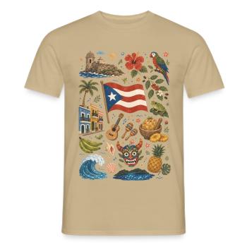 Puerto Rico | Caribbean, Music & Island Feeling - Men's T-Shirt - sand beige - Front - AI Model Male 178 light (178cm)