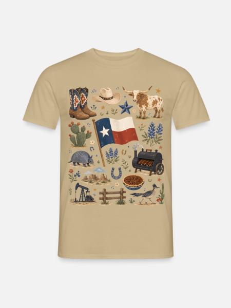 Texas | Cowboy, BBQ & Wildwest - Männer T-Shirt - Sandbeige