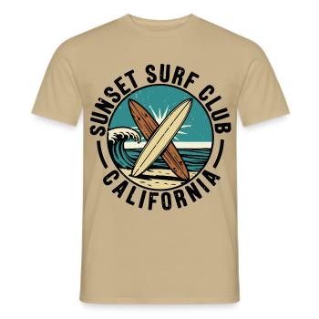 Sunset Surf Club - Männer T-Shirt - Sandbeige - Vorne - AI Model Male 178 light (178cm)