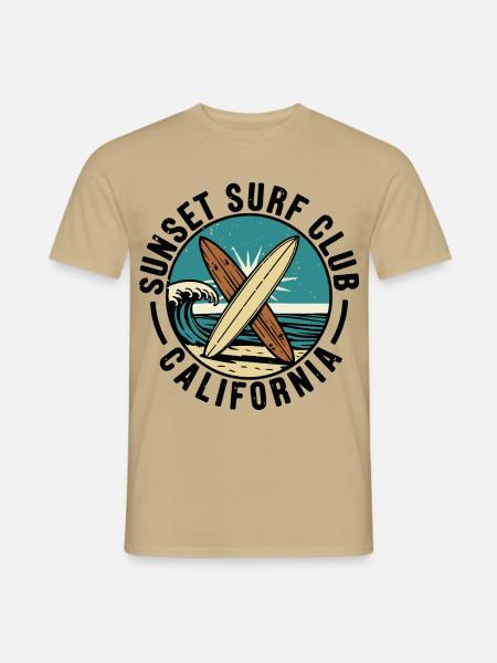 Sunset Surf Club - Männer T-Shirt - Sandbeige