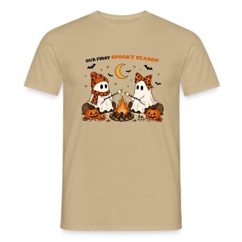 Unsere ersten gruseligen Geister - Männer T-Shirt - Sandbeige - Vorne - AI Model Male 178 light (178cm)