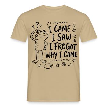 Frosch - I came I saw I frogot why I came - Männer T-Shirt - Sandbeige - Vorne - AI Model Male 178 light (178cm)