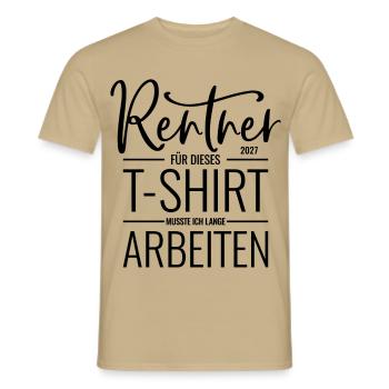 Rentner 2027 - Ruhestand Rente - Abschied Kollege - Männer T-Shirt - Sandbeige - Vorne - AI Model Male 178 light (178cm)