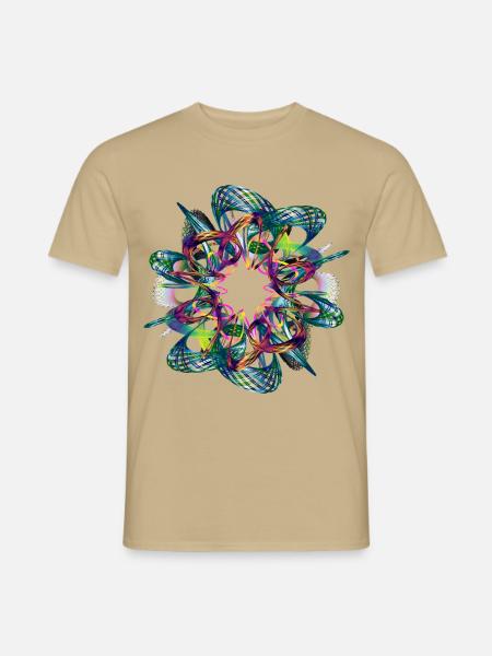 Lebendige Neon-Mandala-Grafik - Männer T-Shirt - Sandbeige