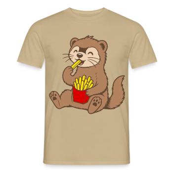 Frettchen mit Pommes - Männer T-Shirt - Sandbeige - Vorne - AI Model Male 178 light (178cm)