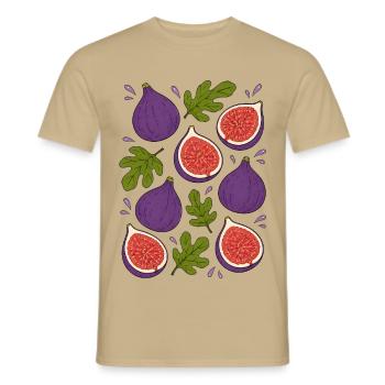 Feigen | Frucht Botanik & Mediterran - Männer T-Shirt - Sandbeige - Vorne - AI Model Male 178 light (178cm)