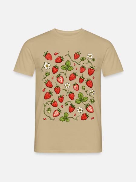 Erdbeeren | Beeren Garten & Sommer - Männer T-Shirt - Sandbeige