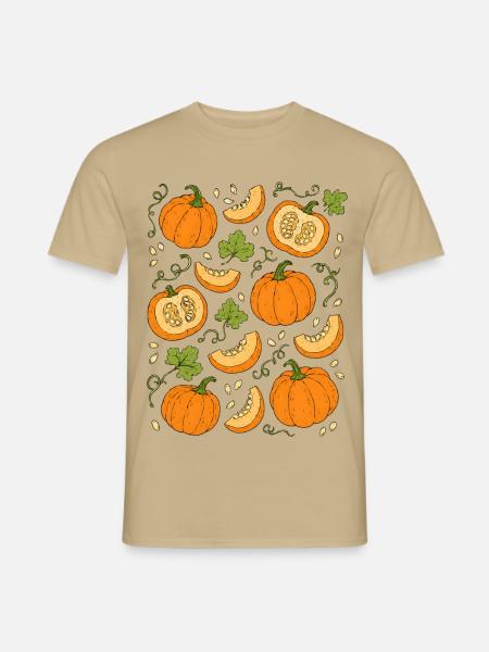 Kürbisse | Herbst Gemüse & Ernte - Männer T-Shirt - Sandbeige