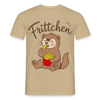 Frettchen Frittchen Fritten Pommes Frites essen - Männer T-Shirt - Sandbeige - Vorne - AI Model Male 178 light (178cm)