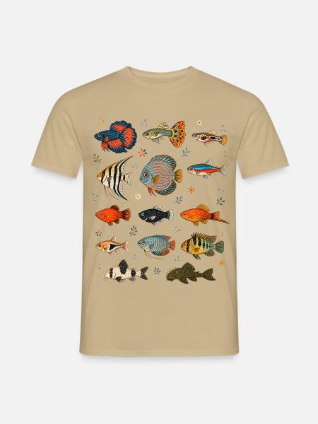 Tropische Fische | Aquarium & Zierfische - Männer T-Shirt - Sandbeige