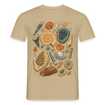 Fossilien | Paläontologie & Urzeit - Männer T-Shirt - Sandbeige - Vorne - AI Model Male 178 light (178cm)