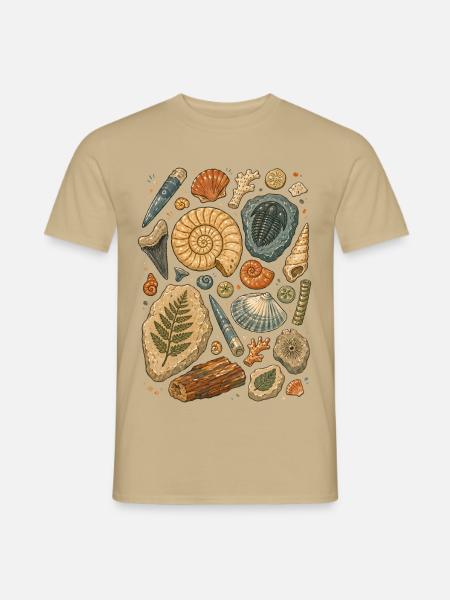Fossilien | Paläontologie & Urzeit - Männer T-Shirt - Sandbeige