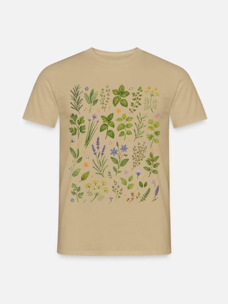 Küchenkräuter | Kräuter & Garten - Männer T-Shirt - Sandbeige