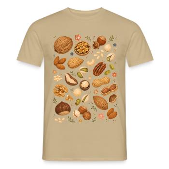 Nüsse & Kerne - Männer T-Shirt - Sandbeige - Vorne - AI Model Male 178 light (178cm)