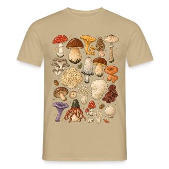 Pilze | Mykologie & Wald - Männer T-Shirt - Sandbeige - Vorne - AI Model Male 178 light (178cm)