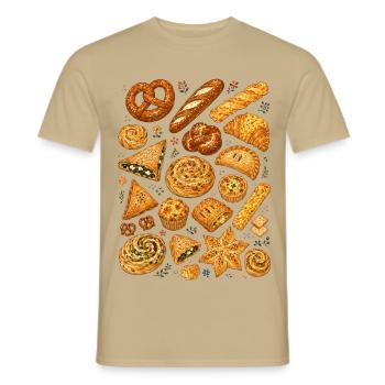 Herzhaftes Gebäck | Backen & Bäckerei - Männer T-Shirt - Sandbeige - Vorne - AI Model Male 178 light (178cm)