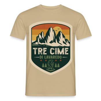 Drei Zinnen Dolomiten – Wandern in Südtirol - Männer T-Shirt - Sandbeige - Vorne - AI Model Male 178 light (178cm)