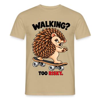 Skateboard-Igel – Zu riskant gehen - Männer T-Shirt - Sandbeige - Vorne - AI Model Male 178 light (178cm)
