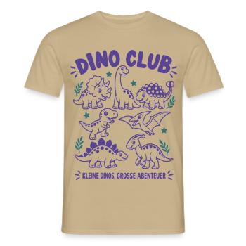 Dino Club – Kleine Dinos, große Abenteuer - Männer T-Shirt - Sandbeige - Vorne - AI Model Male 178 light (178cm)