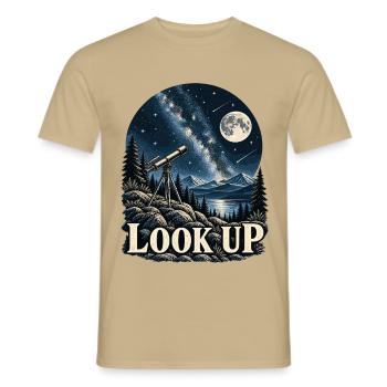 Look Up Astronomie Sternenhimmel - Männer T-Shirt - Sandbeige - Vorne - AI Model Male 178 light (178cm)