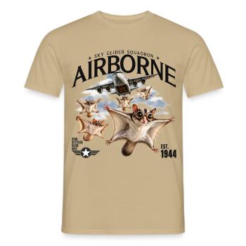 Airborne Flughörnchen – Vintage Flieger Design - Männer T-Shirt - Sandbeige - Vorne - AI Model Male 178 light (178cm)
