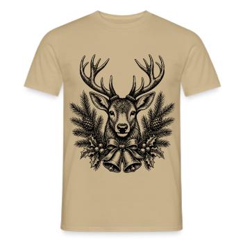 Weihnachten Hirsch - Männer T-Shirt - Sandbeige - Vorne - AI Model Male 178 light (178cm)
