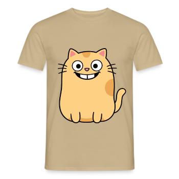 Katze - Männer T-Shirt - Sandbeige - Vorne - AI Model Male 178 light (178cm)