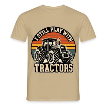 I Still Play With Tractors - Männer T-Shirt - Sandbeige - Vorne - AI Model Male 178 light (178cm)