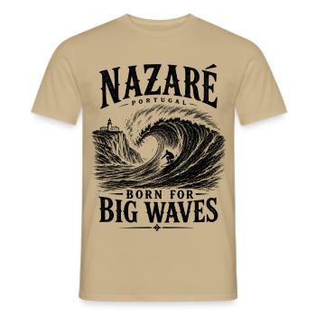Nazaré Portugal - Männer T-Shirt - Sandbeige - Vorne - AI Model Male 178 light (178cm)