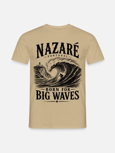 Nazaré Portugal - Männer T-Shirt - Sandbeige