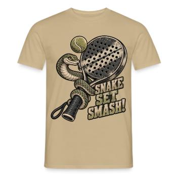 Schlangen-Set Smash-Pickleball - Männer T-Shirt - Sandbeige - Vorne - AI Model Male 178 light (178cm)