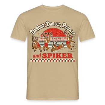 Volleyball Weihnachten Retro Rentiere Xmas Spiker - Männer T-Shirt - Sandbeige - Vorne - AI Model Male 178 light (178cm)