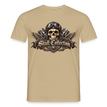 Skull biker biker wings Skull Collection - Männer T-Shirt - Sandbeige - Vorne - AI Model Male 178 light (178cm)
