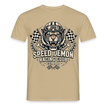 Speed Demon Racing Club 1999 – Vintage Tiger Racer - Männer T-Shirt - Sandbeige - Vorne - AI Model Male 178 light (178cm)