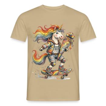 Skater Unicorn Back to School 2026 - Men's T-Shirt - sand beige - Front - AI Model Male 178 light (178cm)