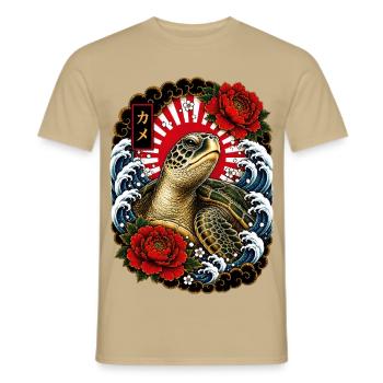 Schildkröte im japanischen Irezumi Stil - Männer T-Shirt - Sandbeige - Vorne - AI Model Male 178 light (178cm)