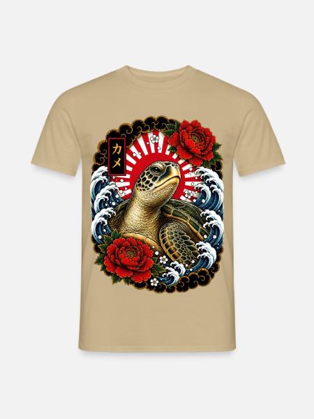 Schildkröte im japanischen Irezumi Stil - Männer T-Shirt - Sandbeige