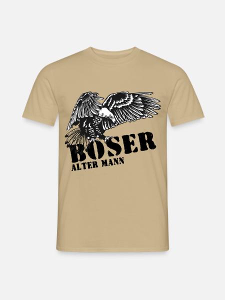 Böser alter Mann mit Adler - Männer T-Shirt - Sandbeige