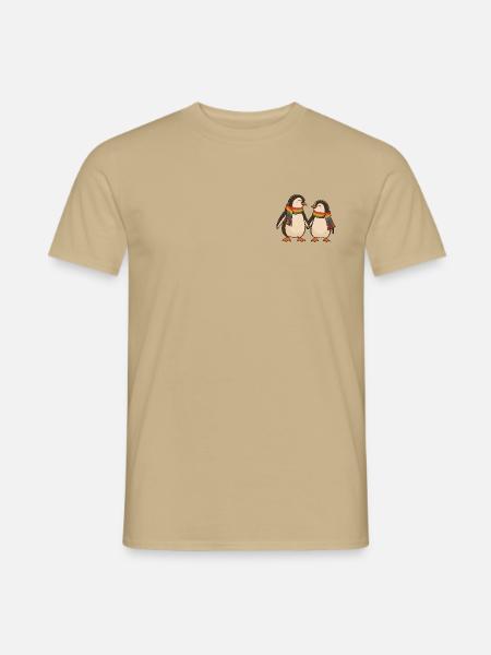 Rainbow Penguin Pride Couple - Männer T-Shirt - Sandbeige