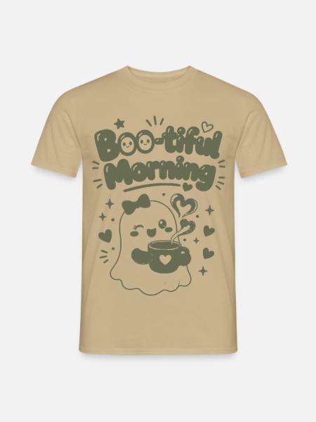 Boo-tiful Morning Geisterkaffee - Männer T-Shirt - Sandbeige