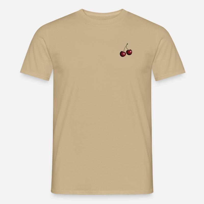 cherries Kirschen Geschenkidee - Männer T-Shirt - Sandbeige