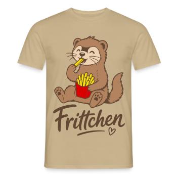 Frittchen Frettchen Pommes Frites Fritten - Männer T-Shirt - Sandbeige - Vorne - AI Model Male 178 light (178cm)